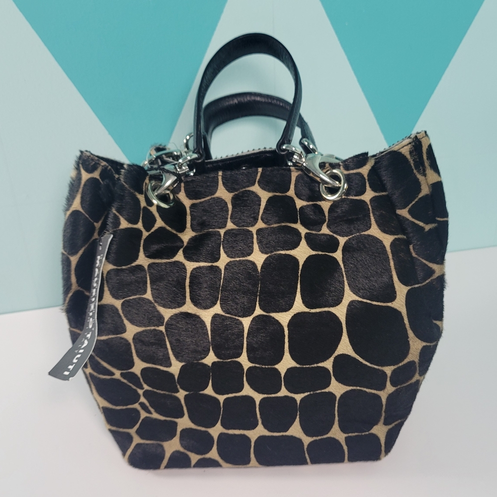 Maurizio Taiuti Pony hair Animal Print hand bag Made in Italy NWT
